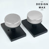 Nimbus Silver Knob with Black Rectangular Plate Interior Door Set - Door Knob