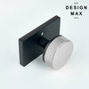 Nimbus Silver Knob with Black Rectangular Plate Interior Door Set - Door Knob