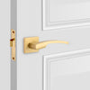 solid brass hardware, matte brass handles, modern farmhouse, luxury home decor, door hardware, modern bedroom doors, scandinavian home, wood door decor, wardrobe door handle, safety lock, secured door lock, thumb lock, privacy room lock,