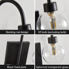 Matte Black and 2 Globe Glass Shades Wall Sconce Lighting