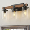 Rustic Wooden Farmhouse Vanity Lights with Clear Glass Shade