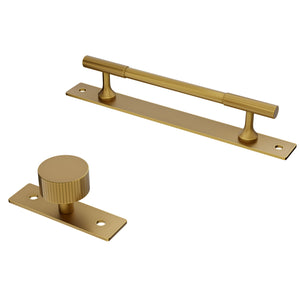 Matte Brass Knob and Pull with Backplate