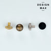 Geometric brass cabinet knobs with a ridged texture, adding visual interest
