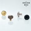 Brass cabinet knobs and pulls with a matching rosette, creating a cohesive and elegant design.