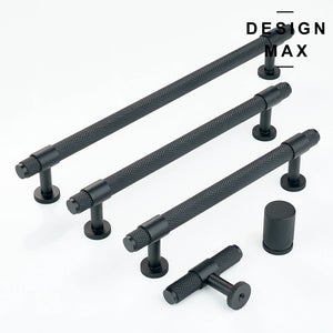 Brisa Matte Black Knurled Cabinet Pull with Modern Style Design