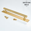Stylish matte brass handle with backplate for cabinets and drawers

