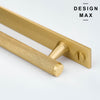 Modern Brisa cabinet handle in matte brass finish with backplate

