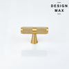Brisa matte brass T knob with knurled texture for cabinets

