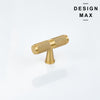 Knurled matte brass T knob handle for contemporary cabinets

