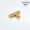 Brisa cabinet T knob in matte brass with textured surface

