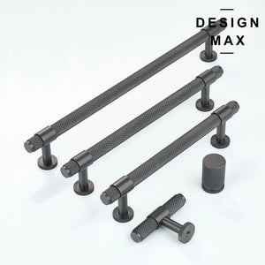Brisa Metallic Gray Knurled Pull for Modern Kitchen Cabinets