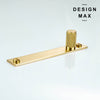 Brisa polished brass knurled knob with elegant gold backplate on white background

