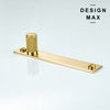 Decorative brass knob with knurled pattern and shiny gold backplate

