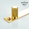 Stylish brass hardware knob with knurled surface and gold backplate

