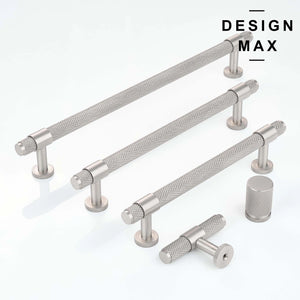 Stylish Brisa Satin Silver Knurled Cabinet Knob and Pull