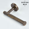Antique bronze stainless steel toilet paper dispenser shown beside a brushed gold version.