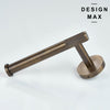 Modern open-arm stainless steel paper roll holder for luxury bathroom hardware upgrades.