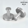 Modern brushed stainless steel robe hook on a plain white studio background.