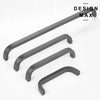 Dark gray cabinet pull with minimalist design  
