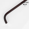 Minimalist oil rubbed bronze cabinet pull on white background  
