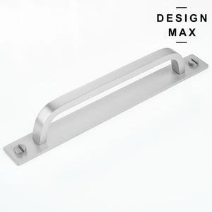 Stylish silver cabinet handle with backplate design