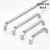 Modern silver drawer pull with minimalist design  
