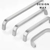 Brushed silver cabinet hardware close-up  
