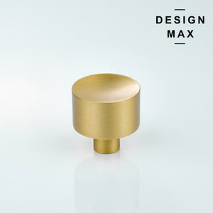 Modern brass cabinet knobs with a curved handle, adding a touch of sophistication
