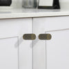 Modern brass cabinet knobs with a brushed nickel finish, creating a sleek and contemporary look.
