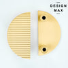 demi striped brass half round pull hardware with horizontal engraved lines

