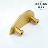 luxe brass cabinet pull in half round shape with sleek striped finish


