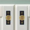 Unique brass cabinet knobs with a geometric design, adding a touch of personality to your space.
