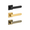 Modern door knobs and pulls in a brushed nickel finish, creating a sleek and stylish look
