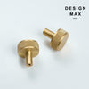 Sleek modern brass cabinet knobs with a polished finish, perfect for a touch of luxury
