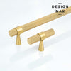 Modern brass cabinet knobs with a brushed nickel finish, creating a sleek and contemporary look
