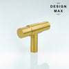 Brass T knob with a ridged texture, creating a modern and tactile design
