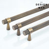 Modern brass cabinet knobs with a brushed nickel finish, creating a sleek and contemporary look
