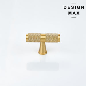 Knurled Matte Brass T Knob Cone Stem