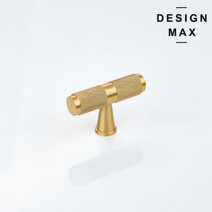 Modern Knurled Matte Brass T Knob Cone Stem

