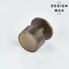 Contemporary antique brass cabinet knob with ribbed metal sides