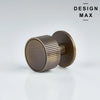 Antique brass Marlowe Max round cabinet knob with ribbed texture