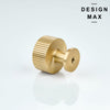 Detail of tarnish-resistant lacquer coating on polished brass Marlowe knob