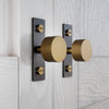 Unique brass cabinet knobs with a geometric design, adding a touch of personality to your space.
