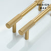 Versatile brass cabinet pulls, suitable for both kitchen and bathroom cabinetry
