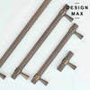 Antique brass long pull with textured cylindrical bar – Design Max hardware