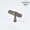 Elegant antique brass T knob with knurled detailing for furniture