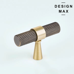 Solid brass T knob with knurled bar – Modex antique gold finish