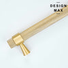Close-up of two cylindrical appliance pulls in a non-reflective matte brass, showcasing the detailed texture of the handle. 