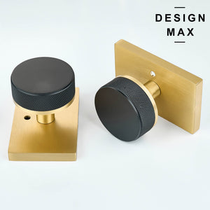 Nimbus Black Gold Door Knob with Rectangular Plate – Sleek Modern Interior Door Handle