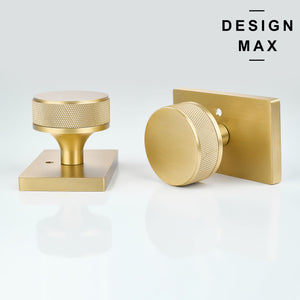 Decorative Knurled Brass Door Knob – Rectangular Backplate for Entry Doors